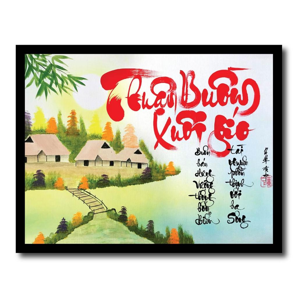 Tranh khung thư pháp chữ Cha Mẹ, gia đình treo tường