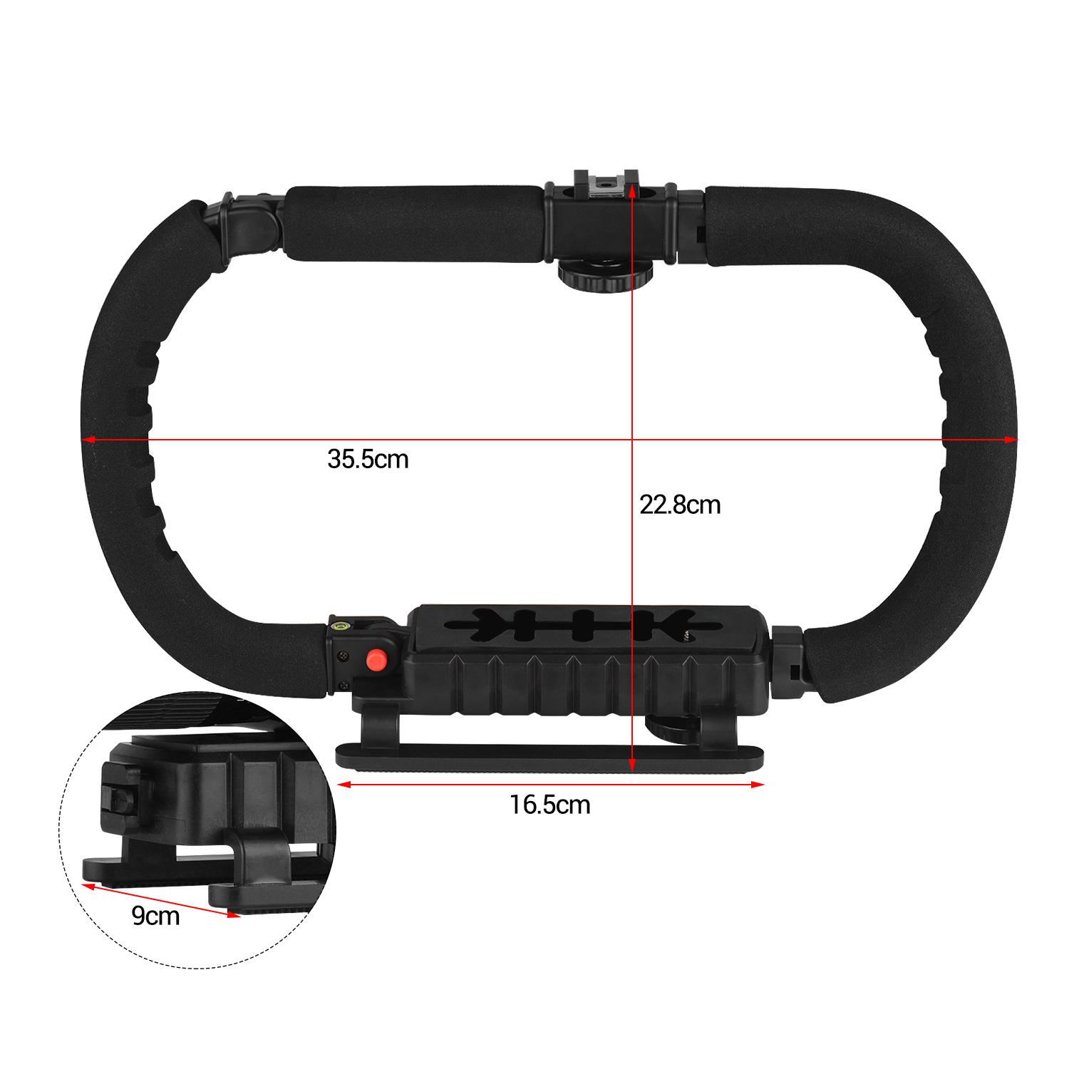 Bộ ổn định cầm tay Có thể gập lại hình chữ C Tay cầm giá đỡ đèn flash không trượt