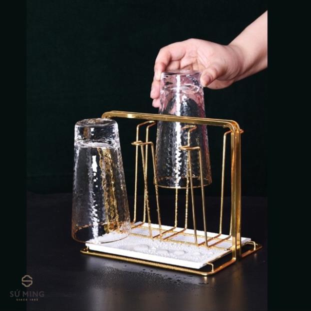 Khay cắm cốc, giá úp cốc inox vàng cao cấp sang chảnh mẫu mới nhất 2020