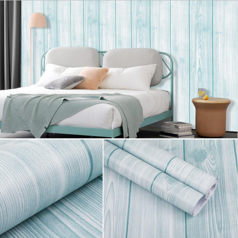 Cuộn 5m Decal Giấy Dán Tường VÁN XANH SỌC