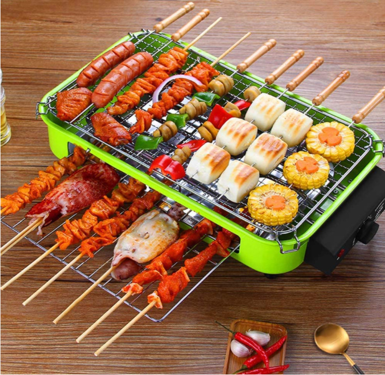 Lò nướng điện và than tích hợp 2 trong 1 điều chỉnh nhiệt Electric BBQ Grill