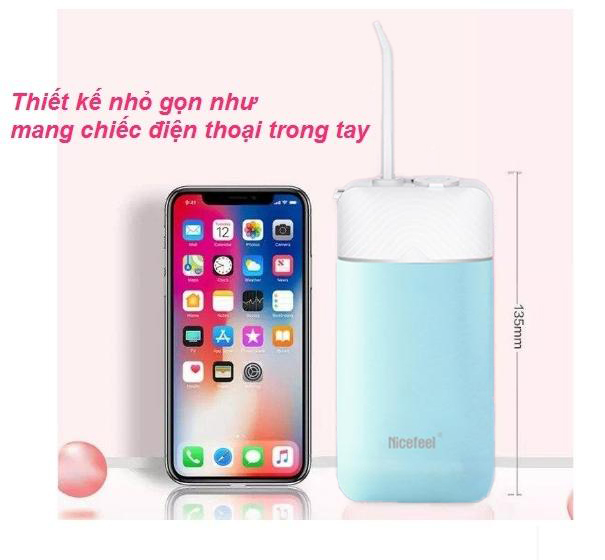 Máy tăm nước mini Nicefeel FC2550 Xanh chính hãng, tặng túi đựng máy chính hãng sang trọng, sử dụng pin sạc, chống nước IPX7, Có chứng nhận FDA, CE, FCC, RoHS, ATL-Intertek