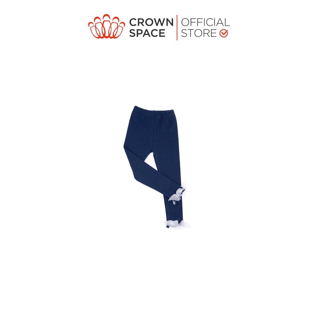 Quần Legging Bé Gái Crown Space Cao Cấp CKGL5611403 - Họa Tiết Phối Ren Chất Vải Ôm Co Dãn Cực Tốt- Size 13kg đến 33