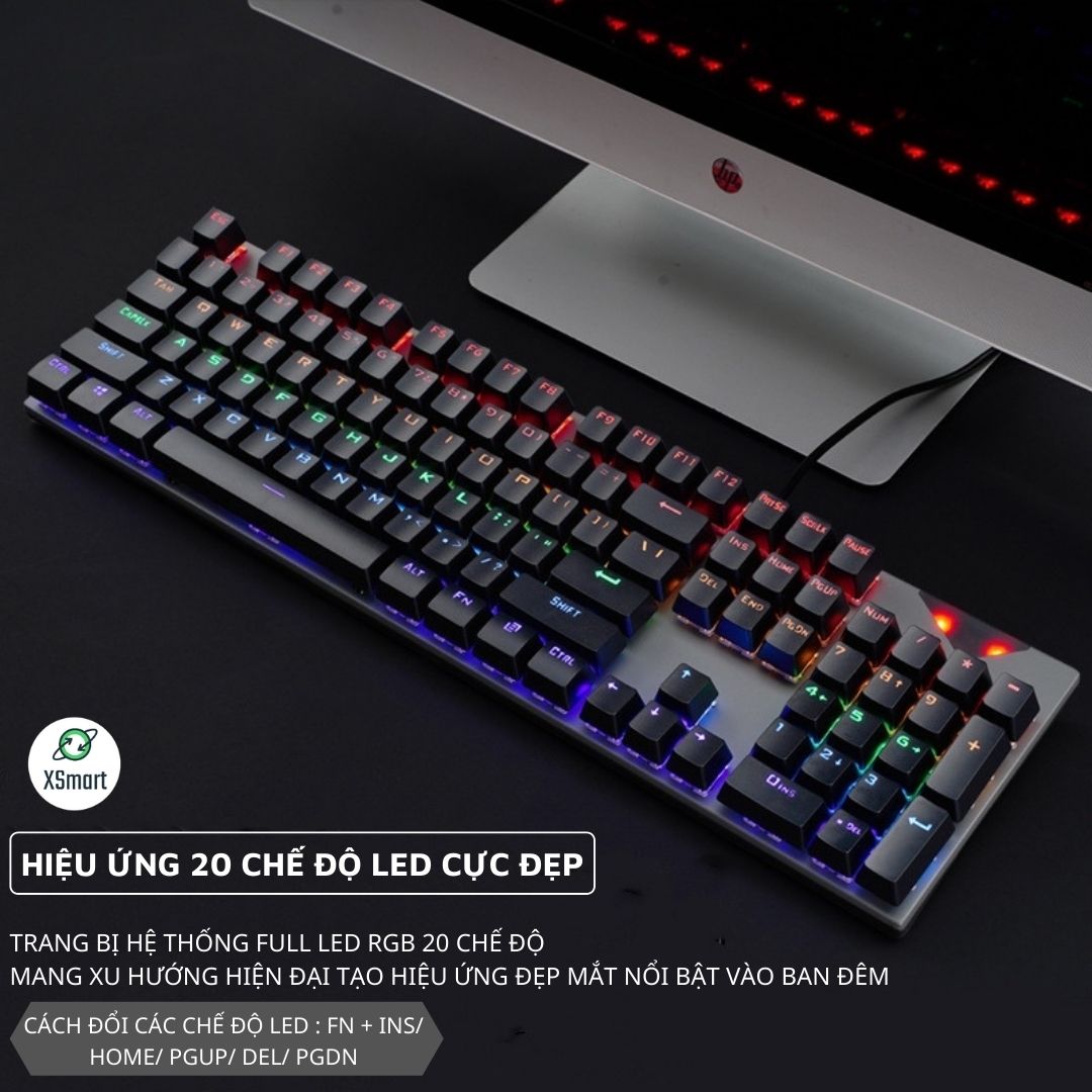 Bàn Phím Cơ Gaming XSmart K1 RED Switch 20 Chế Độ LED Màu Cực Đẹp Chơi Mọi Tựa Game Trên Máy Tính Laptop PC - Hàng Chính Hãng