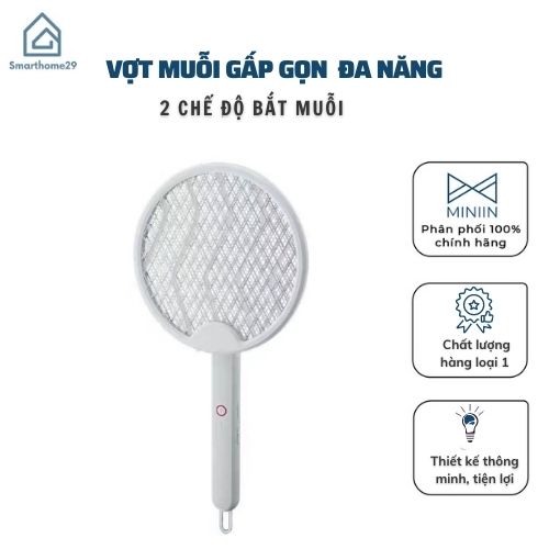 Vợt Diệt Muỗi Thông Minh Gấp Gọn 2 In 1 Kiêm Đèn Bắt Muỗi Tự Động Ban Đêm Gấp Gọn, 2 Lớp Lưới Bảo Vệ An Toàn - Hàng Loại 1 - Chính Hãng MINIIN