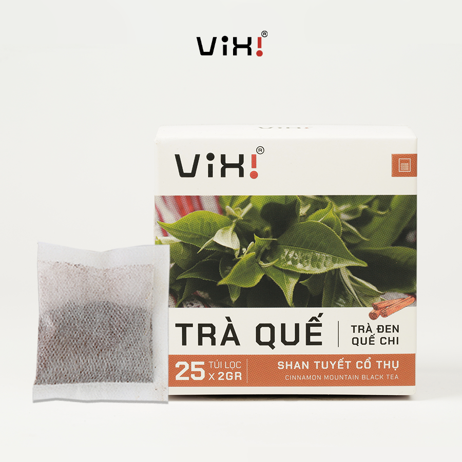 Trà quế túi lọc ViXi trà shan tuyết cổ thụ và quế chi hộp 50gr