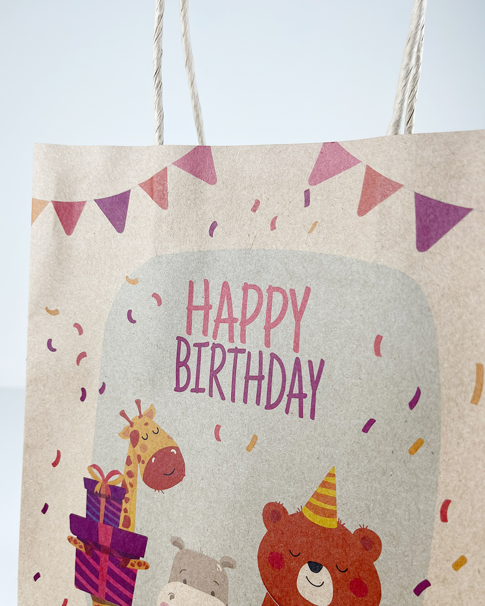 TÚI GIẤY KRAFT NÂU SINH NHẬT BIRTHDAY SBSN0007. COMBO 10 CÁI