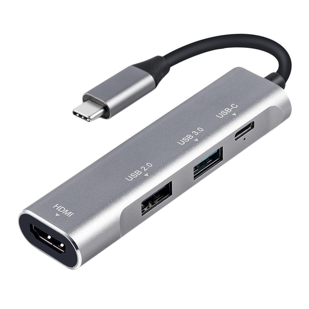 Grey USB C Hub USB-C Type C to 4K HDMI USB 3.0 2.0 PD Port for MacBook Pro