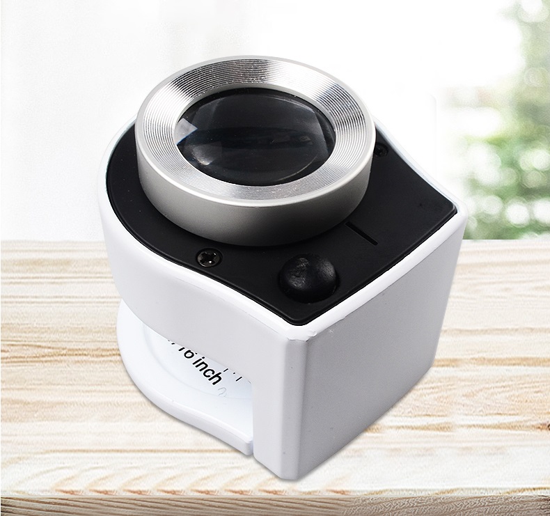 Kính lúp 30X để bàn cao cấp có thước đo K2106 màu trắng