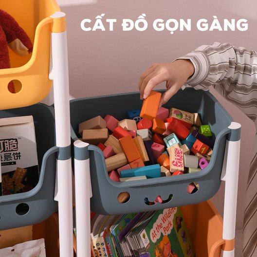 Kệ gấu Hokori Việt Nhật đựng đồ đa năng - Kệ Nhựa hình gấu 2,3 tầng có bánh xe di chuyển tiện lợi Br01515