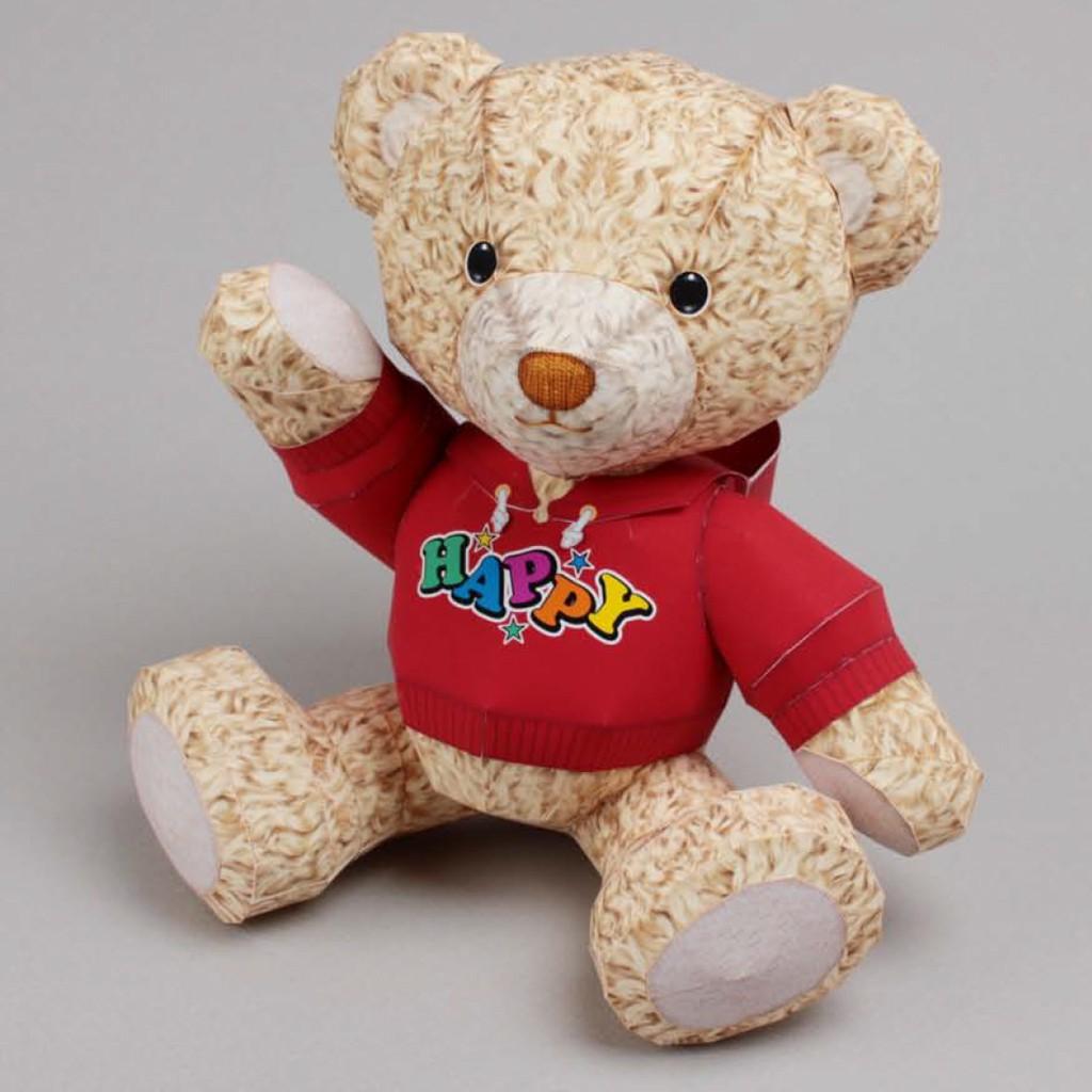 Mô hình giấy Đồ chơi gấu bông cute Happy Teddy Bear