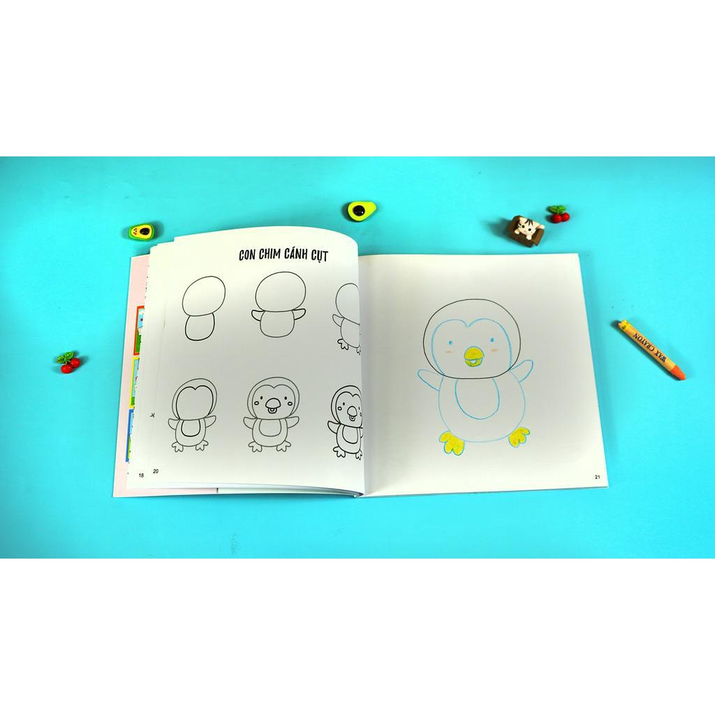 Sách - Draw Kawaii In 5 Simple Steps - Vẽ Theo Phong Cách Kawaii Với 5 Bước Đơn Giản Cho Trẻ Từ 3 Tuổi