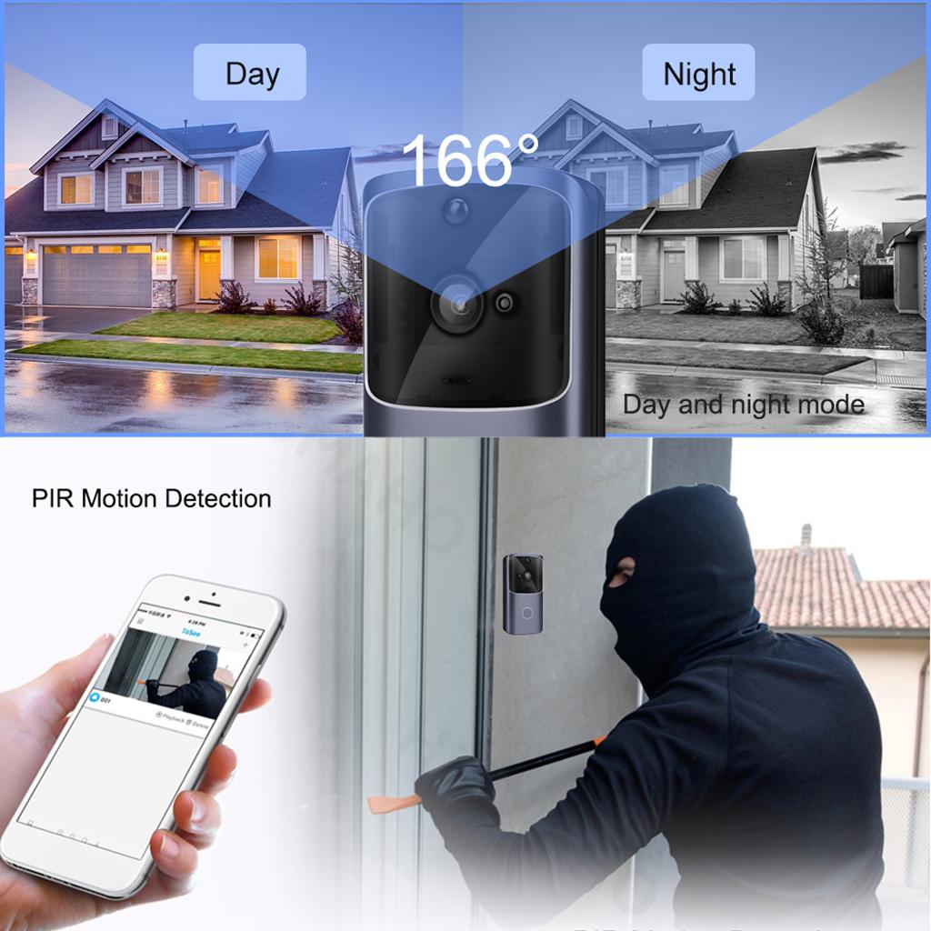 Video Doorbell Cameras Wireless WiFi Security Phone Bell Intercom 720P