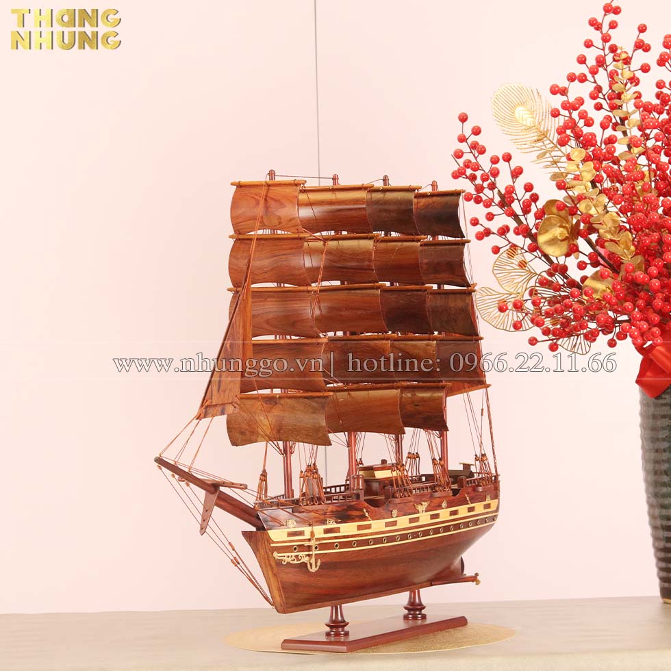 Mô hình thuyền buồm France 2 gỗ cẩm_FC40