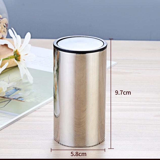 Lọ Đựng Tăm Inox 304 Thông Minh Có Nút Bấm Tự Động, Sáng Bóng Và Sang Trọng