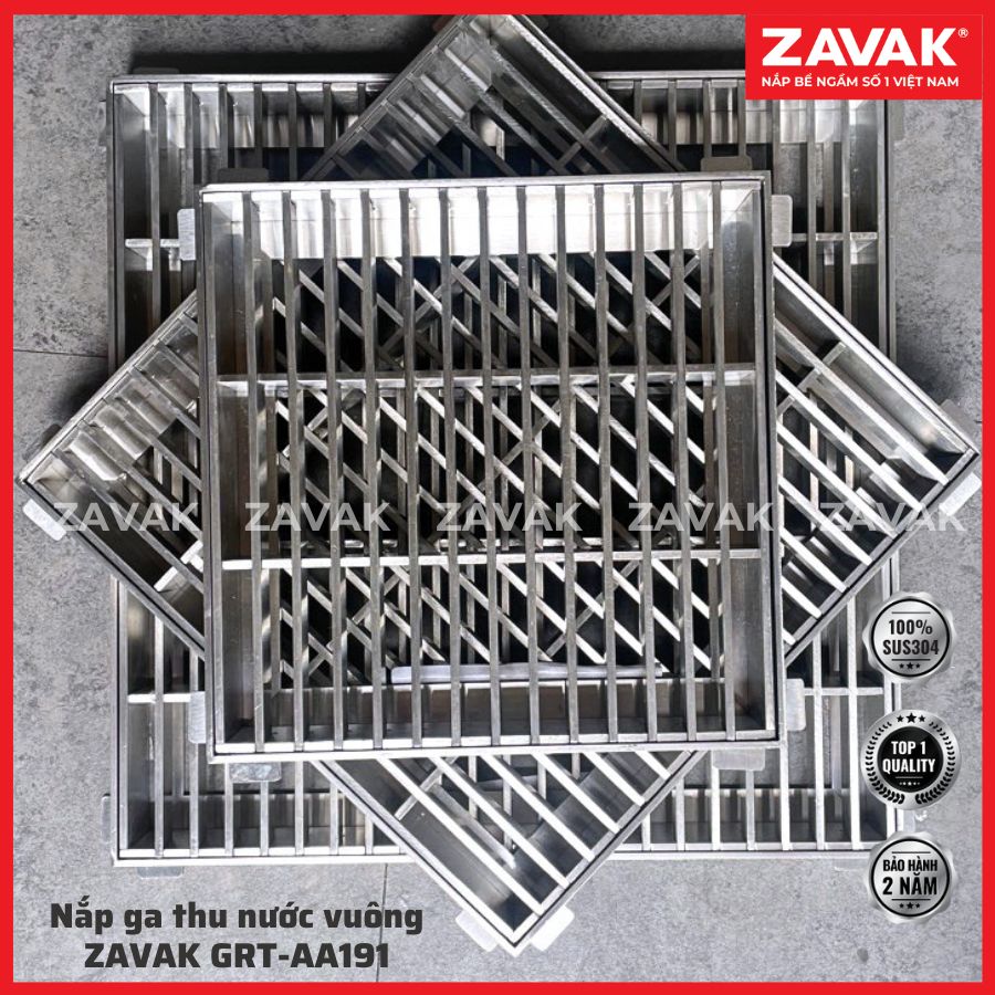 Rãnh Thoát nước vuông Inox 304 ZAVAK Grating GRT-AA295