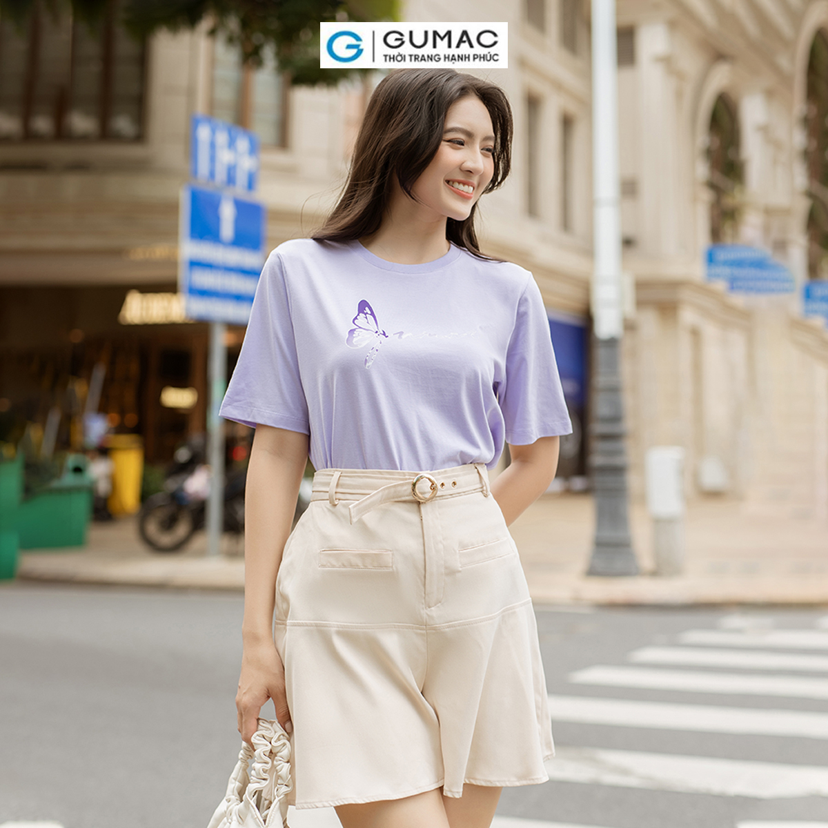 Quần short nữ dáng loe kèm thắt lưng trẻ trung năng động thời trang GUMAC QD07068