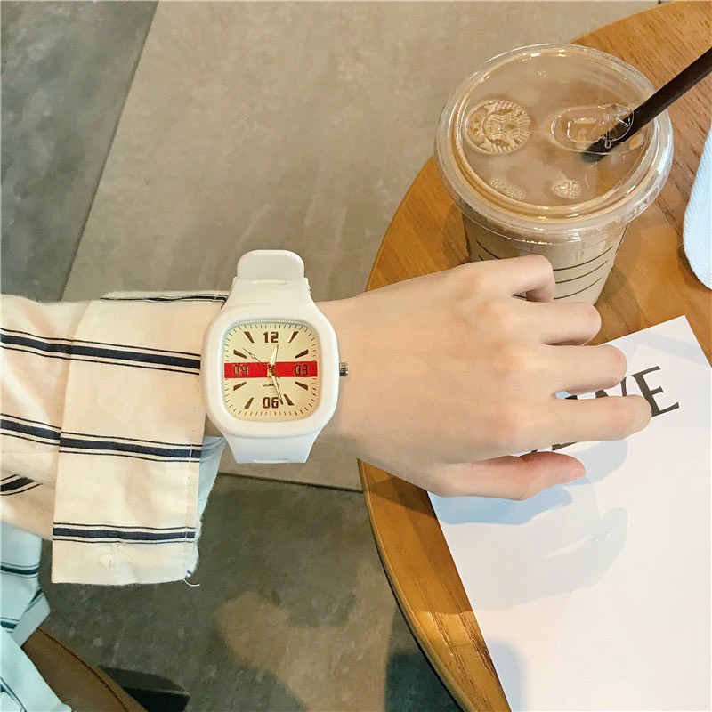 Đồng hô thời trang nam nữ mặt vuông Ulzzang DSDH97 chống nước sinh hoạt nhẹ dây nhựa dành cho học sinh cấp 2 sinh viên - Đồng hồ cặp đôi nam nữ chống nước giá rẻ
