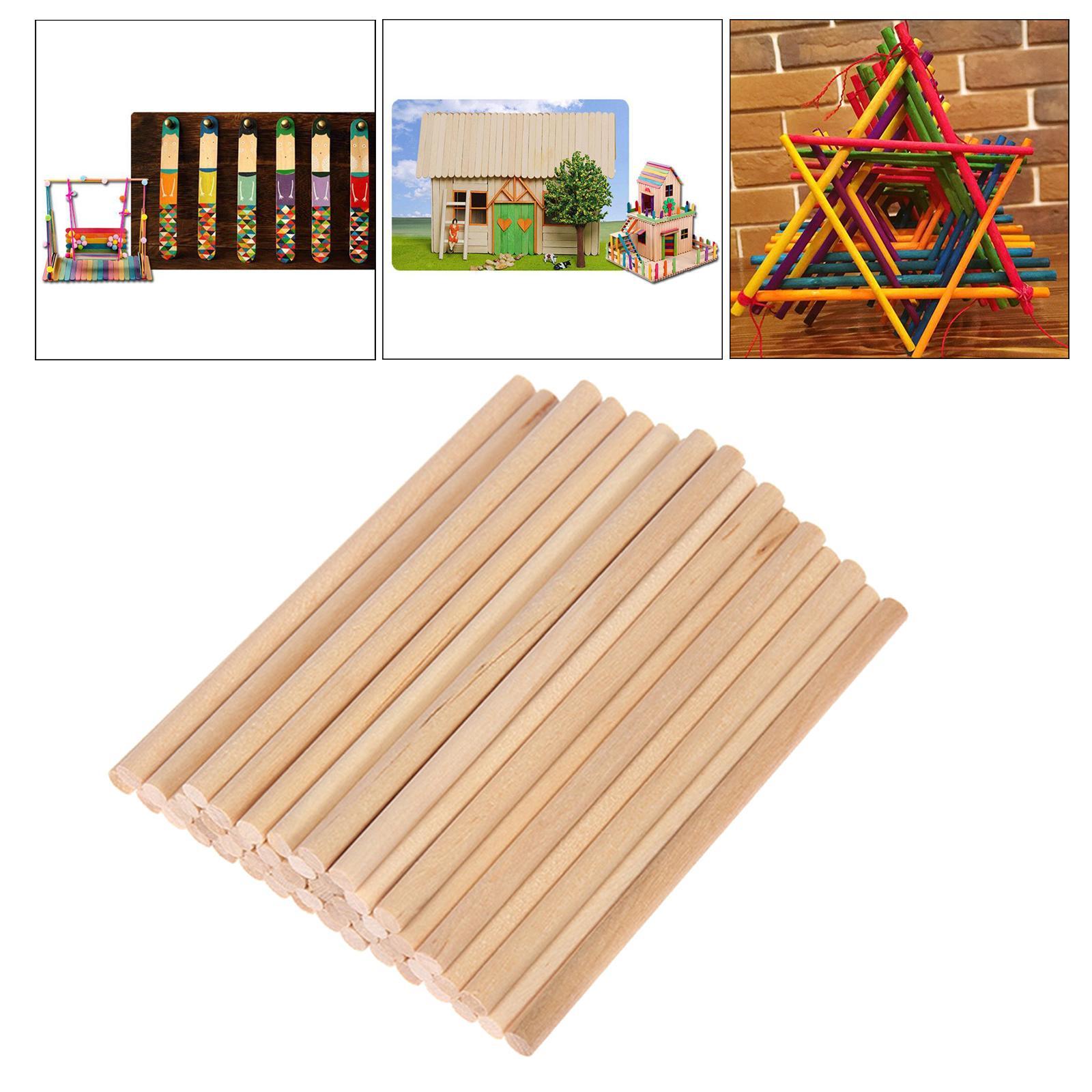 100Pc Unfinished Wood Sticks Wooden Dowel Rods for Model Art Crafts DIY