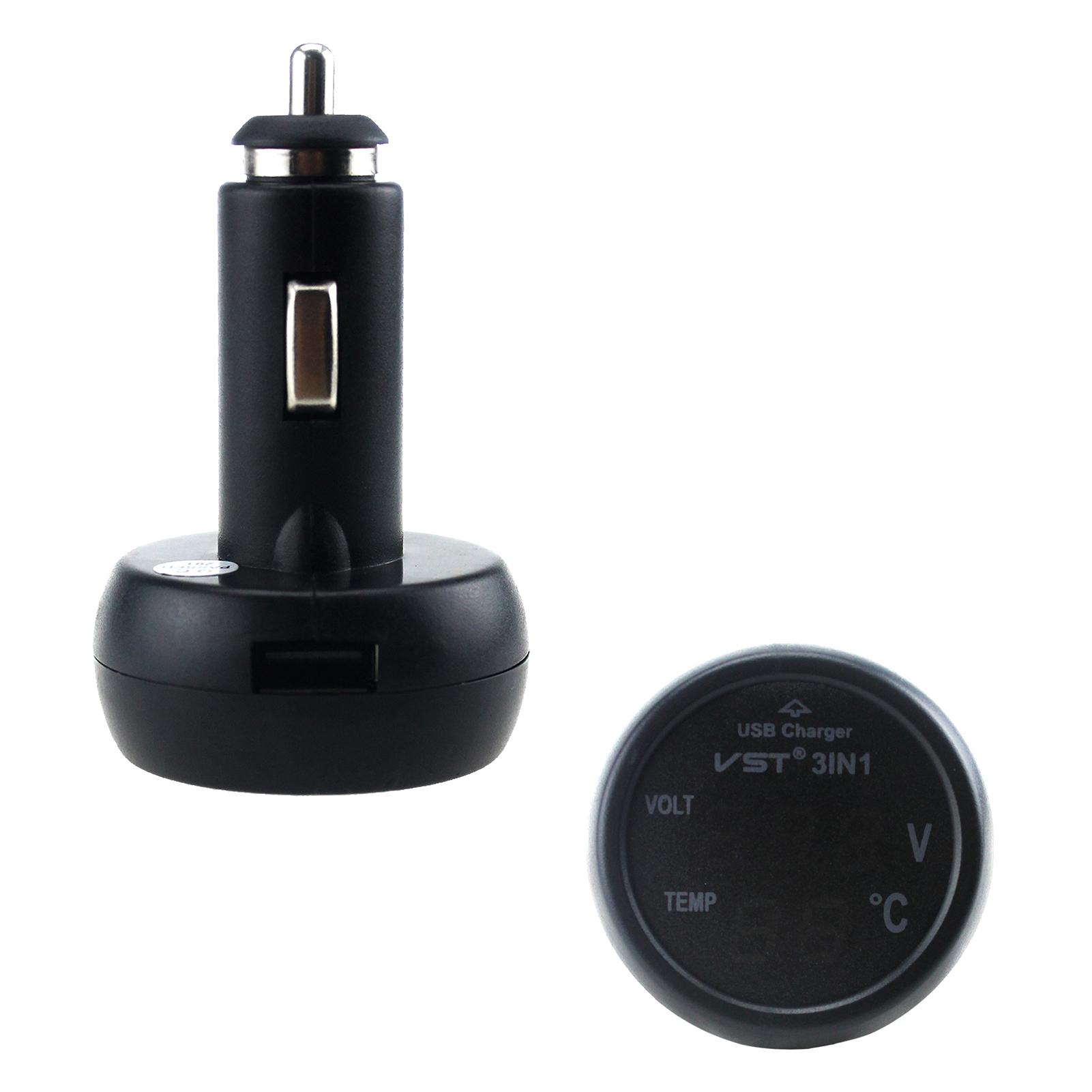 3-in-1 Multifunctional Digital Voltage Temperature Monitor Multimeter Car Motorcycle Battery Voltmeter Temperature
