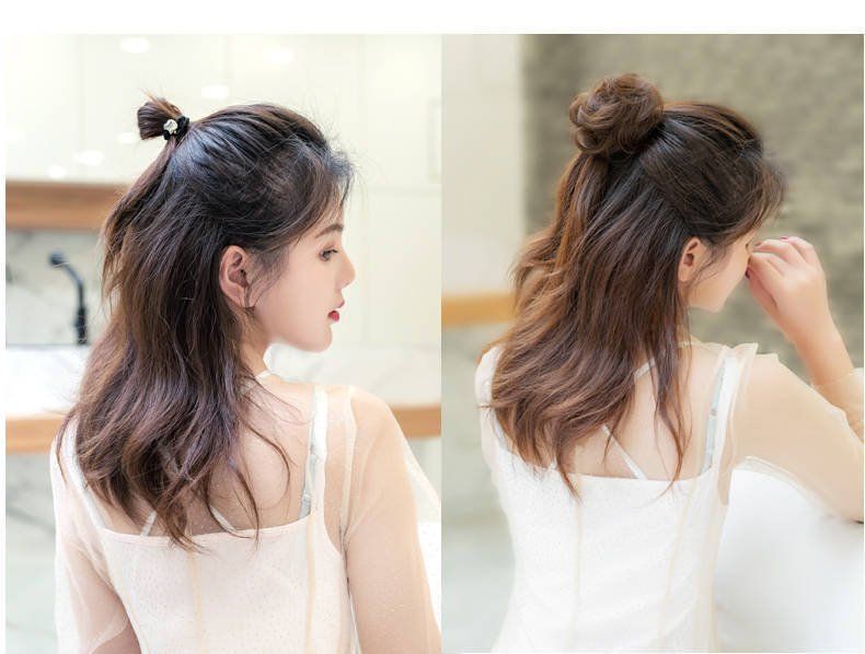 Búi tóc xoăn tròn, kẹp tóc giả tự nhiên sang chảnh Hàn Quốc TG22