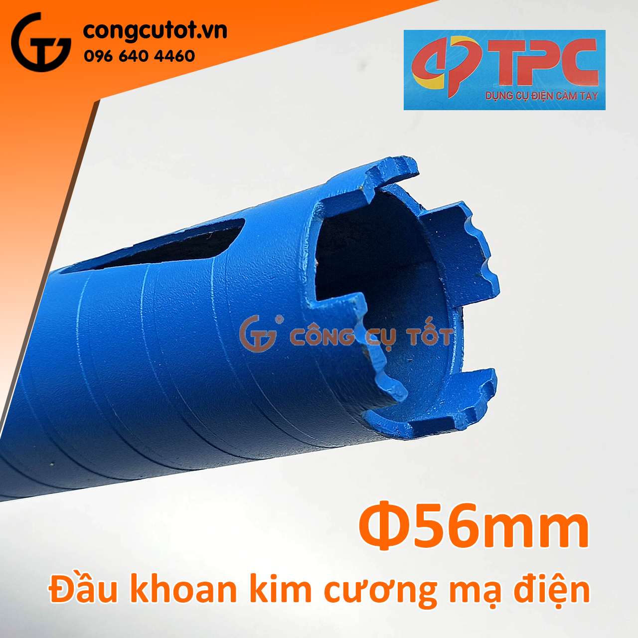 Mũi khoét tường khô kim cương mạ điện ren nối M22 Ø56 x 370mm