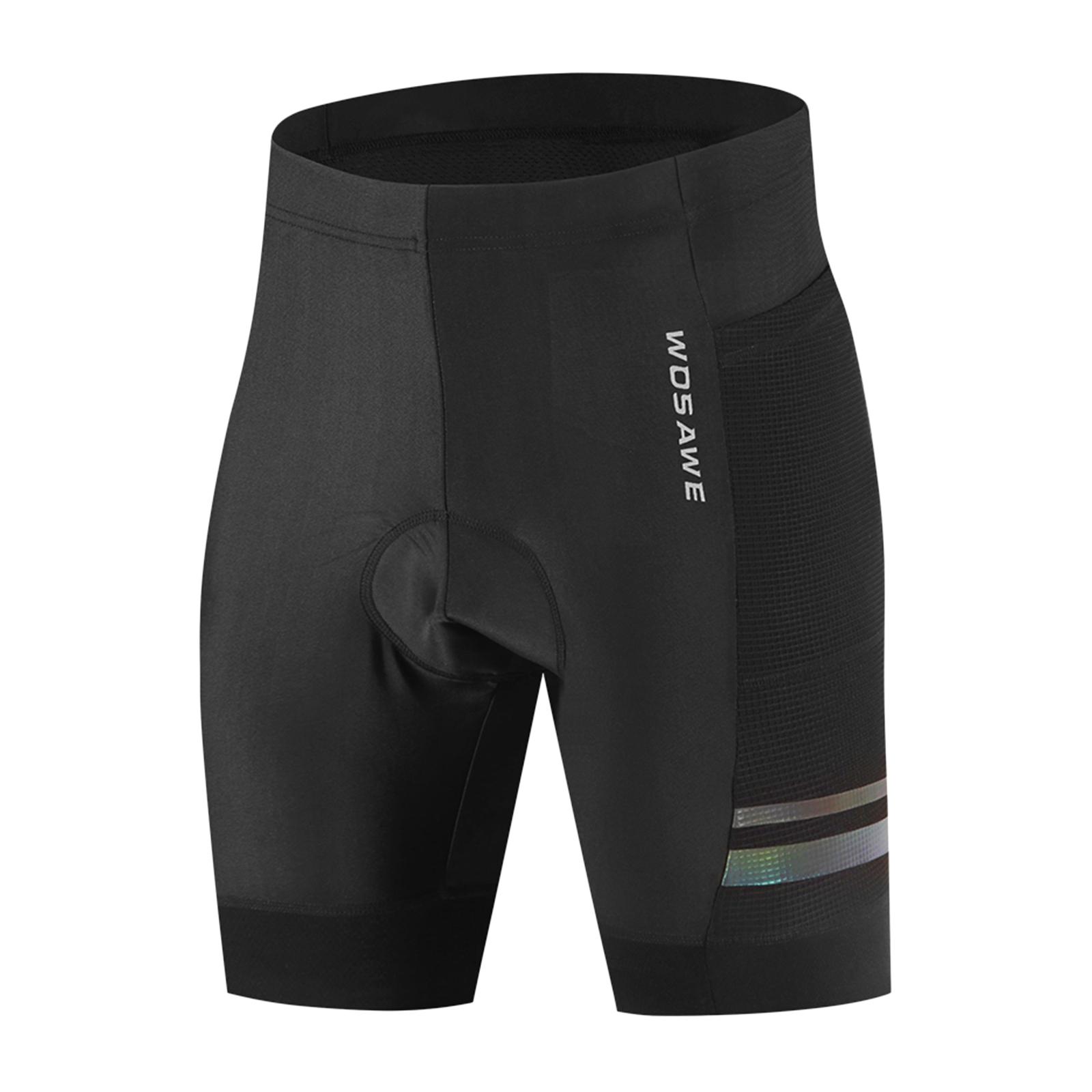 Men Padded Bike Shorts with Pocket and Reflective Strap, Men's Cycling Shorts Wide Waistband Biking Bicycle Pants Riding Trousers
