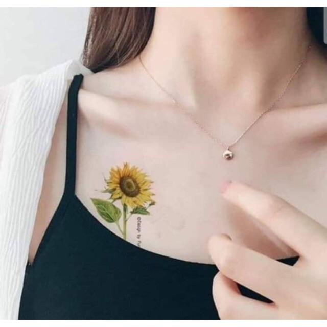 Hình xăm dán hoa hướng dương màu 10x6cm- mua 5 tặng 1 mini xinh