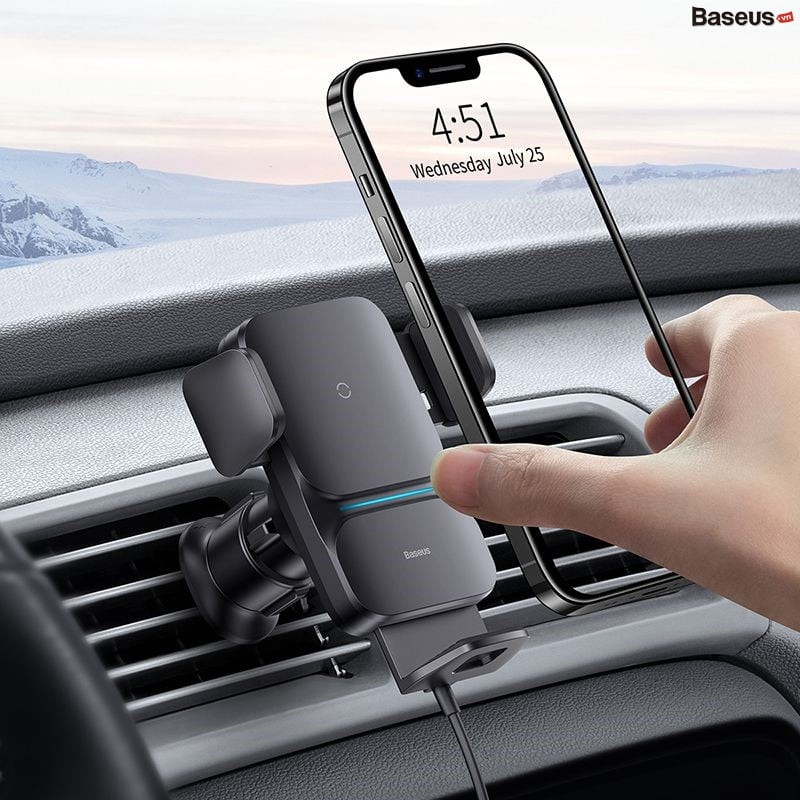 Bộ Đế Giữ Điện Thoại Baseus Wisdom Auto Alignment Car Mount Wireless Charger - hàng chính hãng