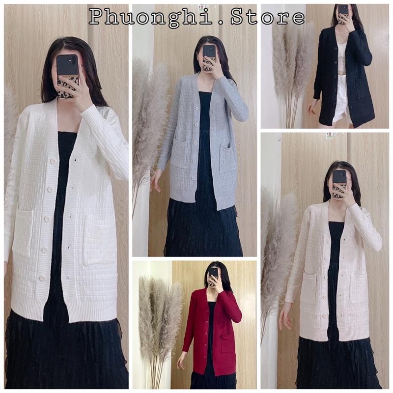 (Ảng Thật) Áo Khoác Cardigan Len Dài Tay Dễ Thương, Áo Len Dài Tay Dáng Dài