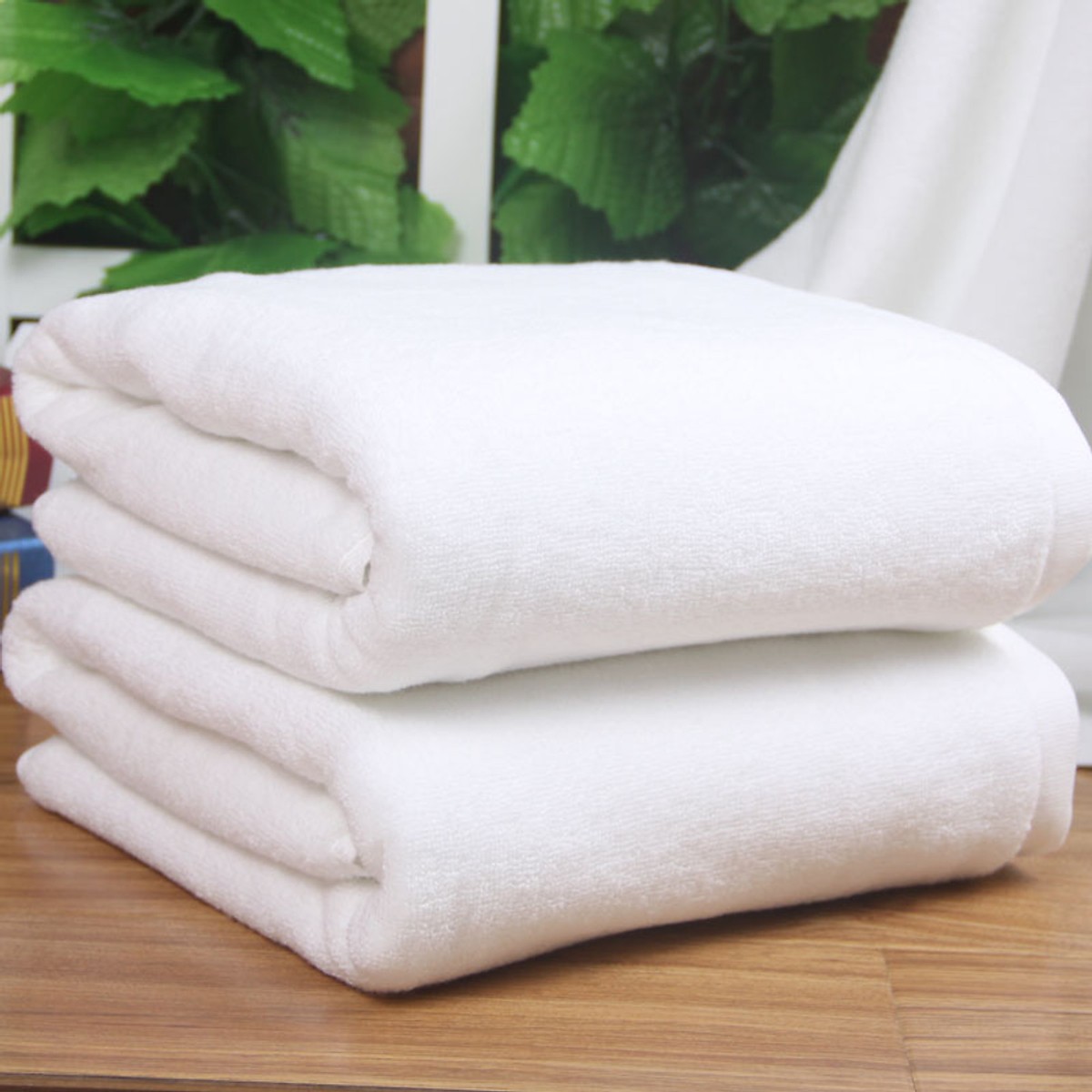 Combo 2 Khăn Tắm Cotton kt 70cm x 140cm trọng lượng 500gram màu trắng