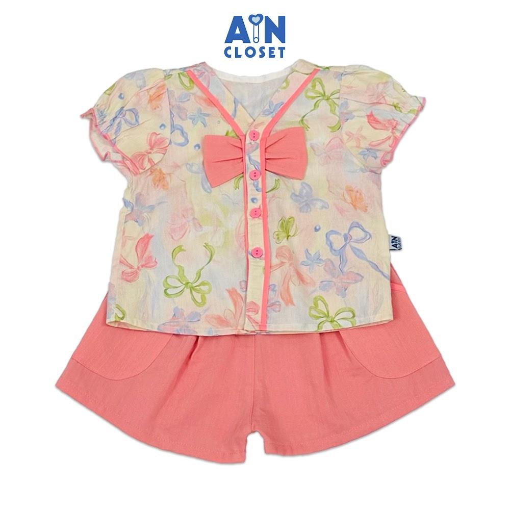 Bộ quần áo Ngắn bé gái hoạ tiết Nơ Nhiều Màu Cotton - AICDBGFVTDKA - AIN Closet