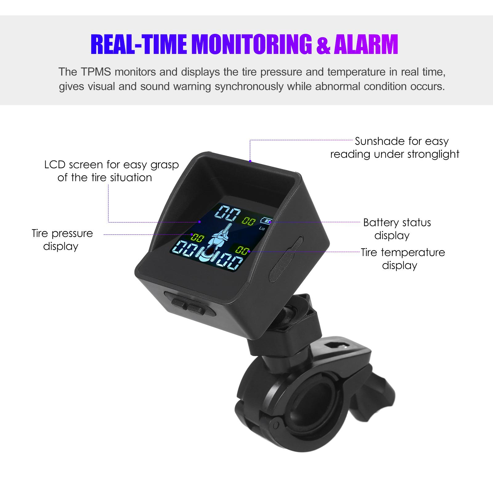 Tire Pressure Monitoring System TPMS Wireless Smart Tire Monitor with 3 External Sensors Sunshade Auto Tyre Alarm for