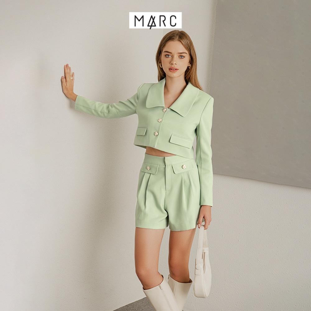 Quần short nữ MARC FASHION nắp túi đính nút kiểu xếp li trước TRLH094122