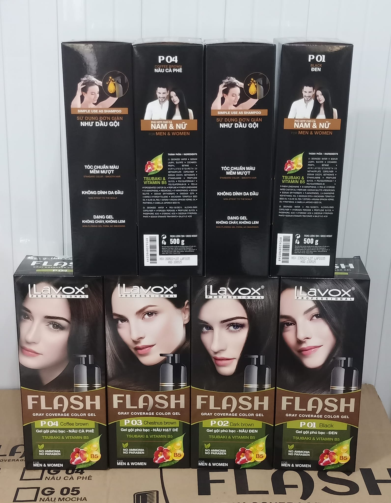 Dầu Gội Nhuộm Tóc Phủ Bạc Thảo Dược Siêu Dưỡng LAVOX FLASH 500ml - P03 - Màu Nâu Hạt Dẻ