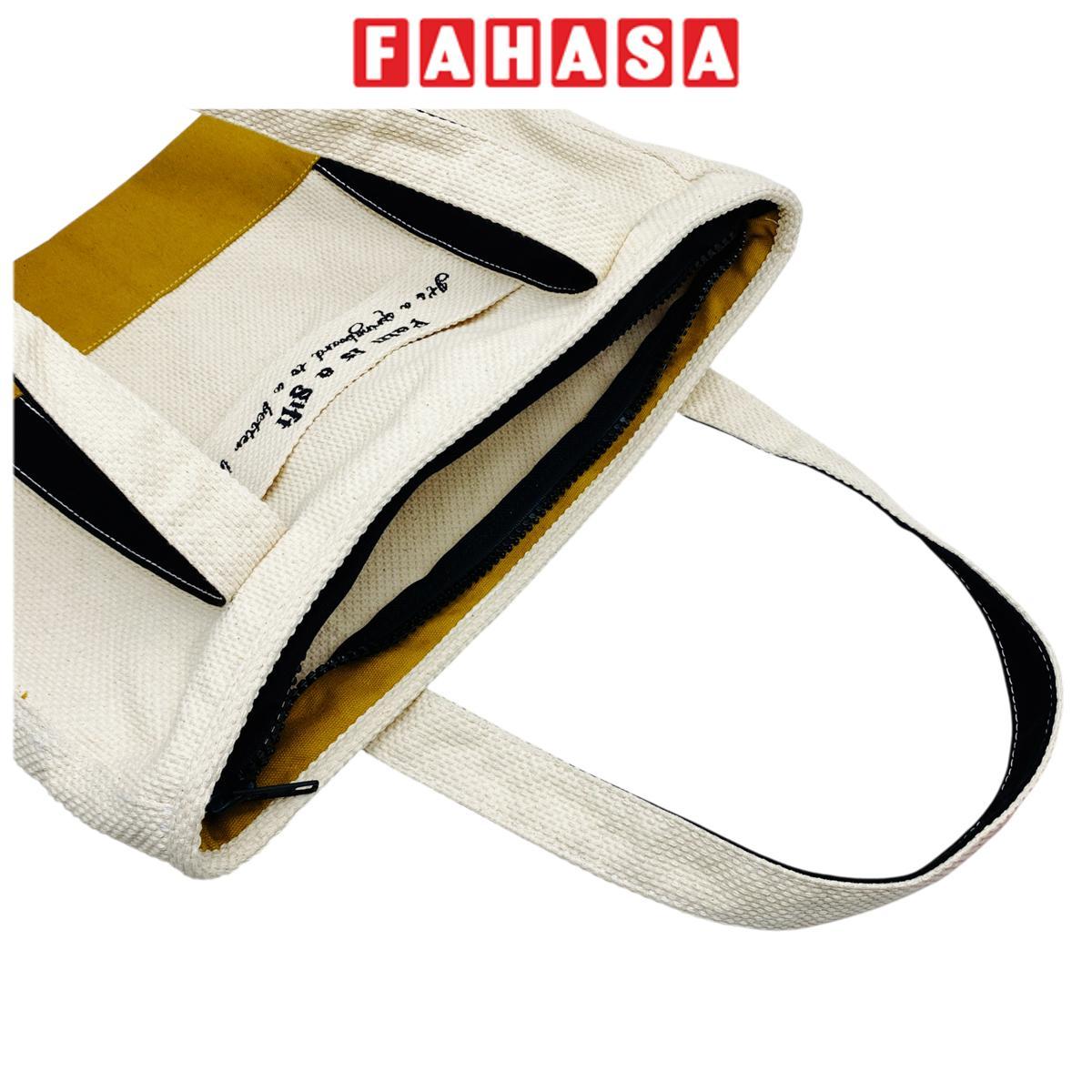 Túi Vải Tote Thêu Chữ - Size M - Saigon ZeroWaste - Mẫu 1 (Slogan Ngẫu Nhiên)