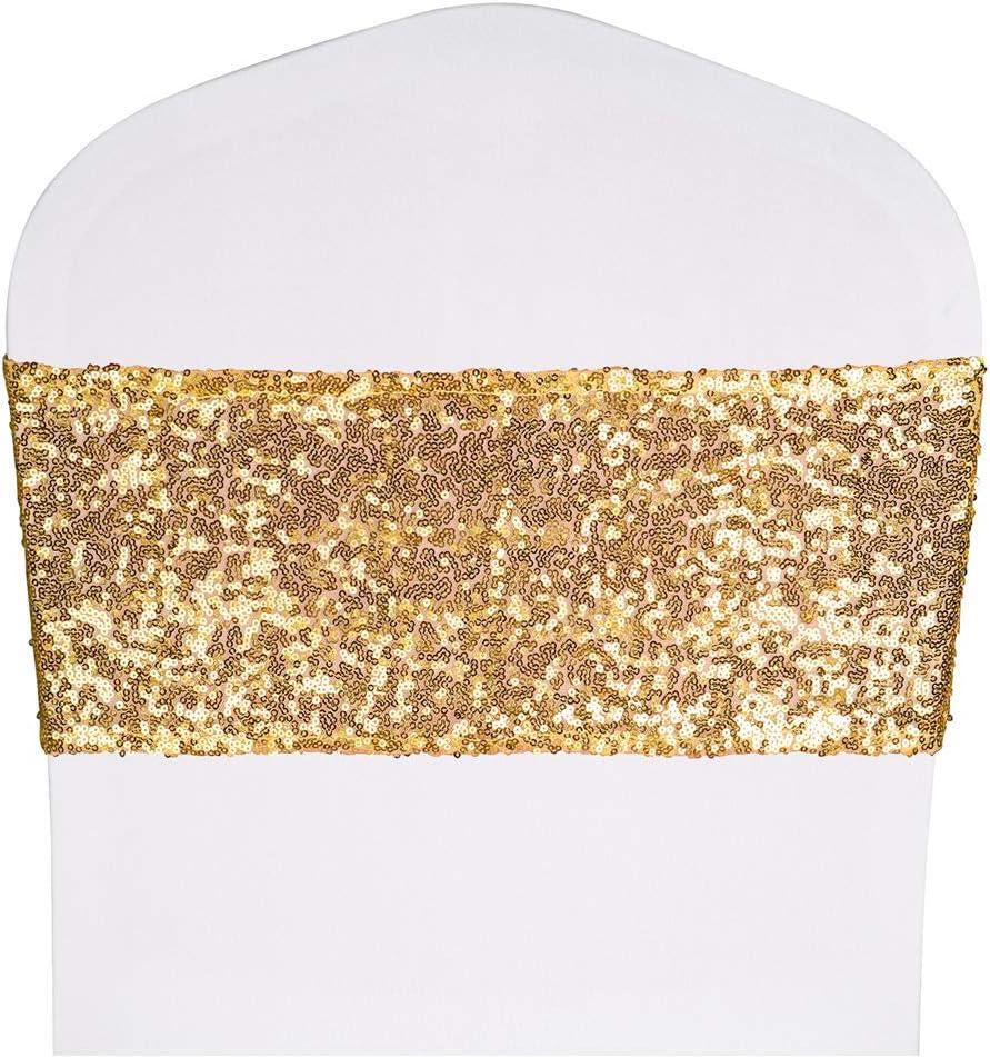 Gói 10 chiếc ghế sequin sashes Ghế ghế một chiều trang trí sequins vàng