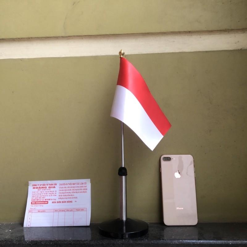 Cờ để bàn inox đen đơn Quốc kỳ Indonesia