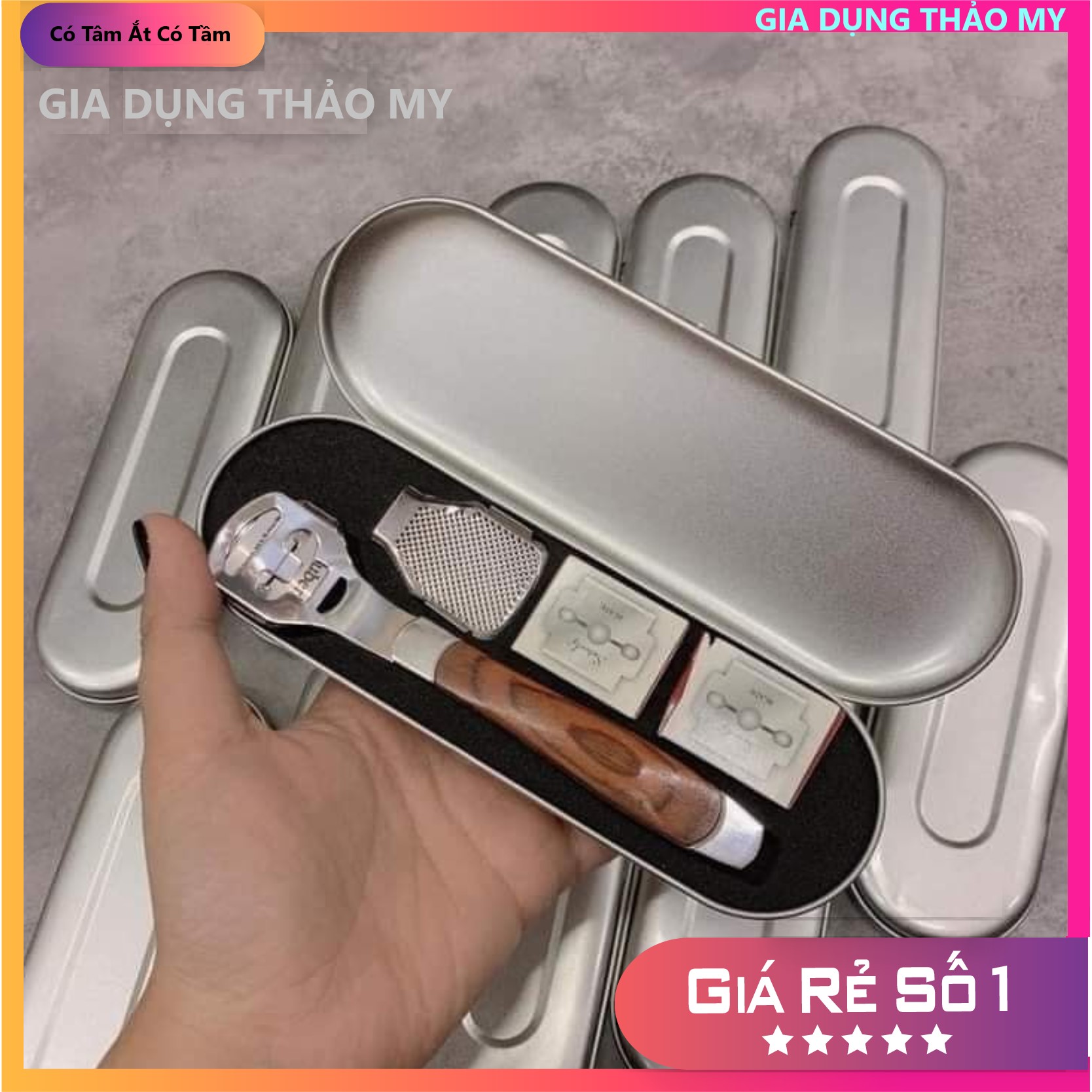 Dụng Cụ Chà Gót Bằng Inox Cao Cấp Kèm 10-20 Lưỡi Dao Cạo