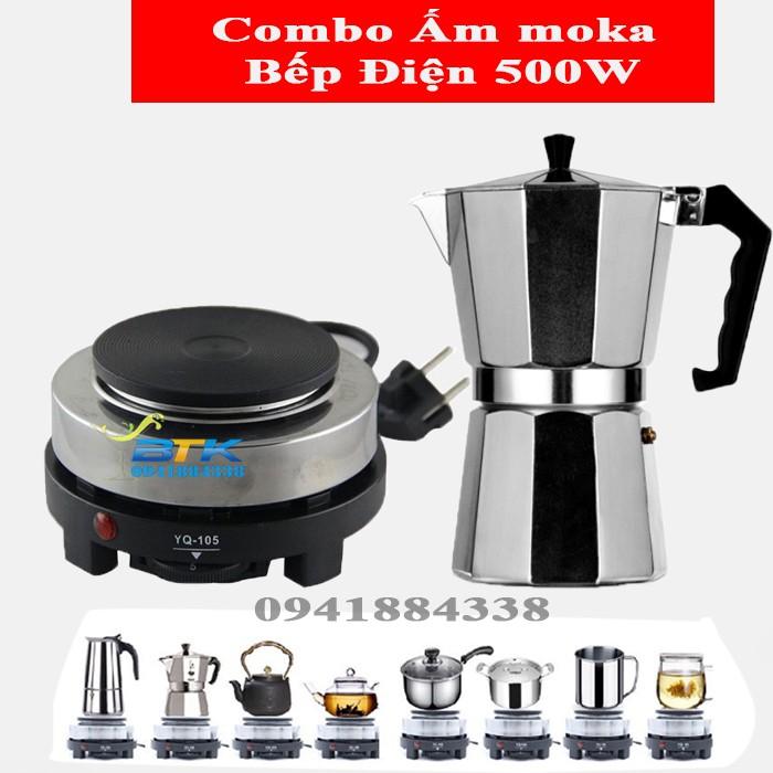 Combo Bếp Điện Min 500W Và Ấm mokapot