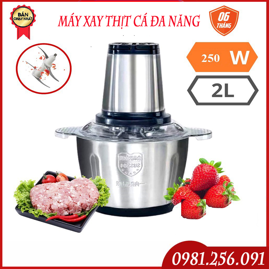 Máy Xay Thịt,Cá Đa Năng Cao Cấp Công Suất Cực Mạnh 250W Gồm 4 Lưỡi Dao Siêu Bén