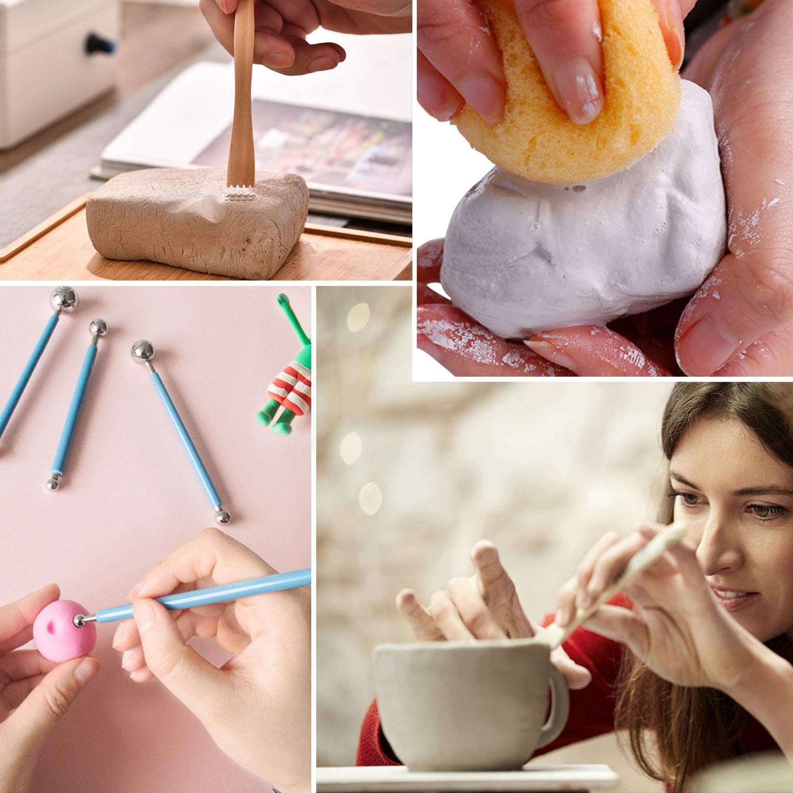 42 chiếc Dụng cụ làm gốm Mô hình Đục điêu khắc bằng đất sét, Bộ dụng cụ làm gốm có túi đựng cho Gốm sứ, Nghệ thuật chạm nổi, Nghề mộc, Nghệ sĩ DIY