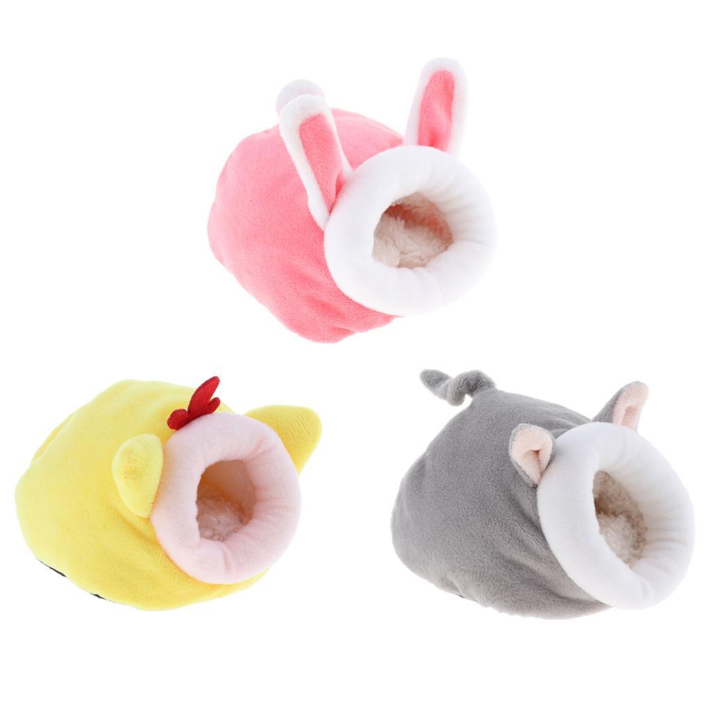 2 Pcs Warm Small Animal Bed Hamster Cotton Nest Chinchilla Habitat House