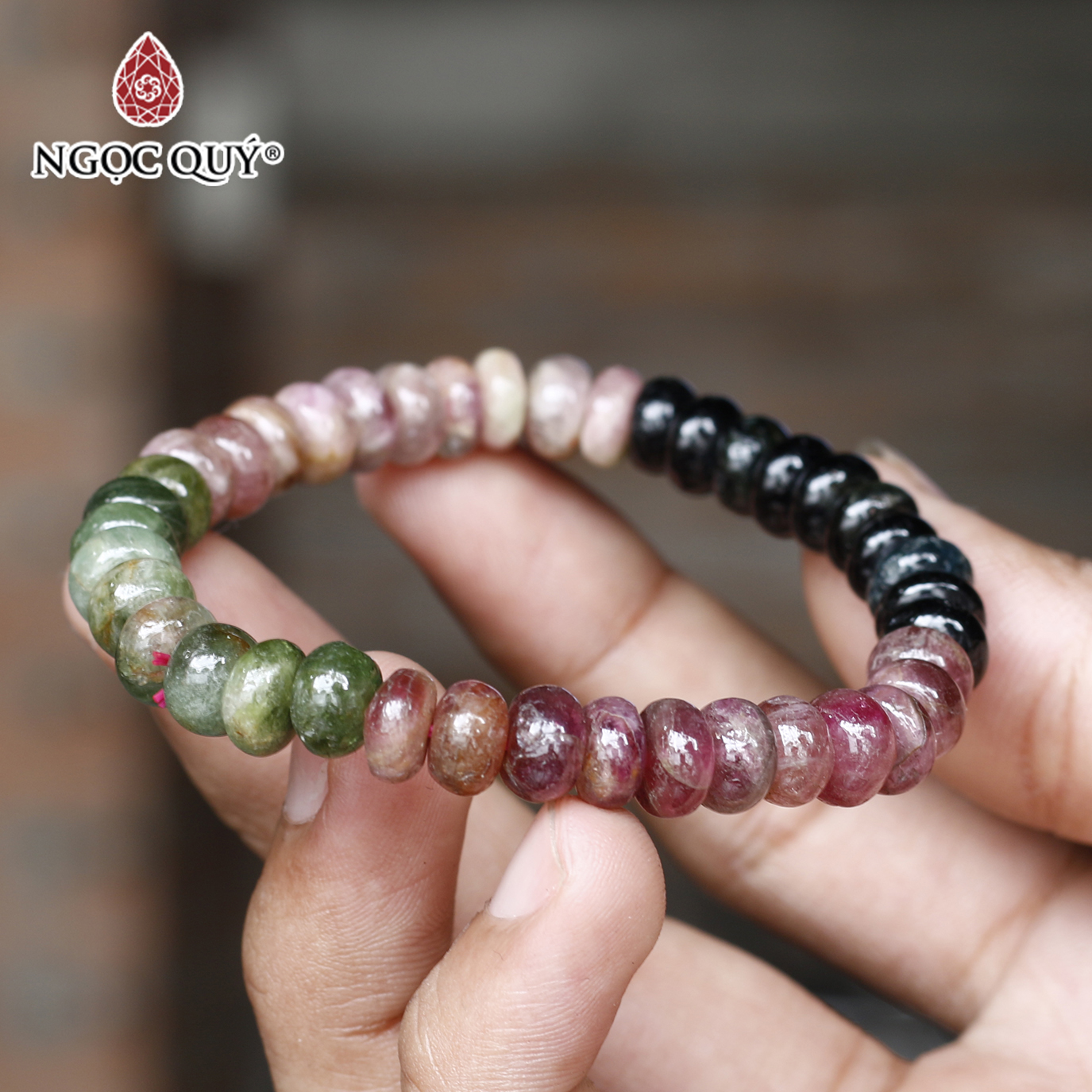 Vòng tourmaline đa sắc viên bánh xe - Ngọc Quý Gemstones