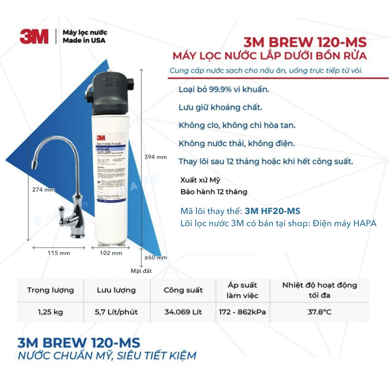 Máy Lọc Nước Nóng Lạnh 3M BREW110 (13.247L) | 3M BREW120-MS (34.069L) | 3M ICE140-S (94.635L) Công Suất Lớn, Nước Sạch Uống Trực Tiếp Cho Gia Đình, Văn Phòng, Cơ Quan, Cửa Hàng, Công Nghệ NANO 3M Mỹ... - Hàng Chính Hãng 3M, Nhập Khẩu Mỹ