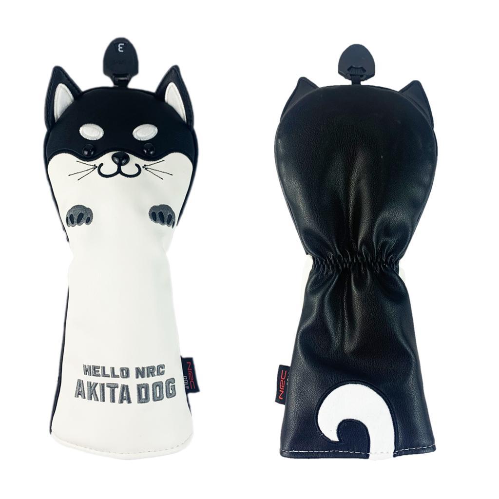 4x Golf Covers 3 5 UT Driver Headcover Cute Dog Shape Black