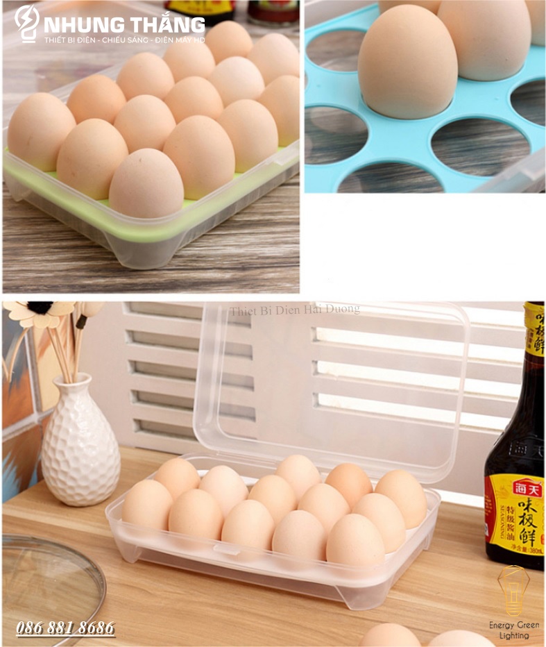 Hộp Đựng Trứng - Khay Đựng Trứng 1 Tầng 15 Lỗ - Chất Liệu Nhựa PP An Toàn Thực Phẩm - Có Video