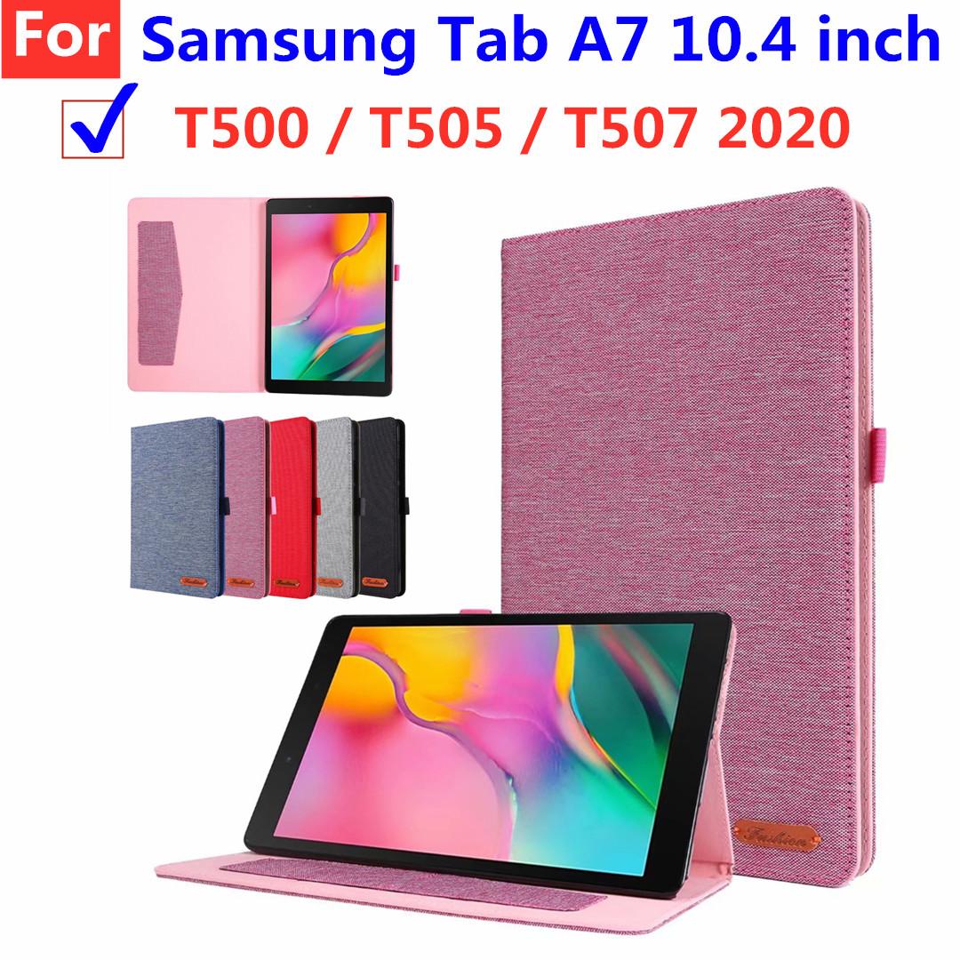 Bao da máy tính bảng nắp lật họa tiết sợi vải kiêm giá đỡ chống rơi Samsung Tab A7 10.4 inch T500 / T505 / T507 2020