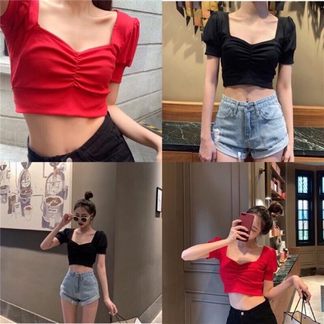 Áo croptop thun gân