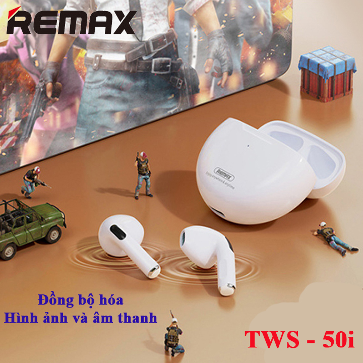 Tai nghe Bluetooth TWS Remax TWS-50i V5.1 Thiết kế nhỏ gọn, Thời trang (Trắng) HÀNG CHÍNH HÃNG